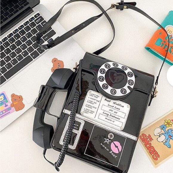 Vegan Leather Phone Novelty Crossbody Messenger Bag Geometric Design Zipper - Picture 3 of 6